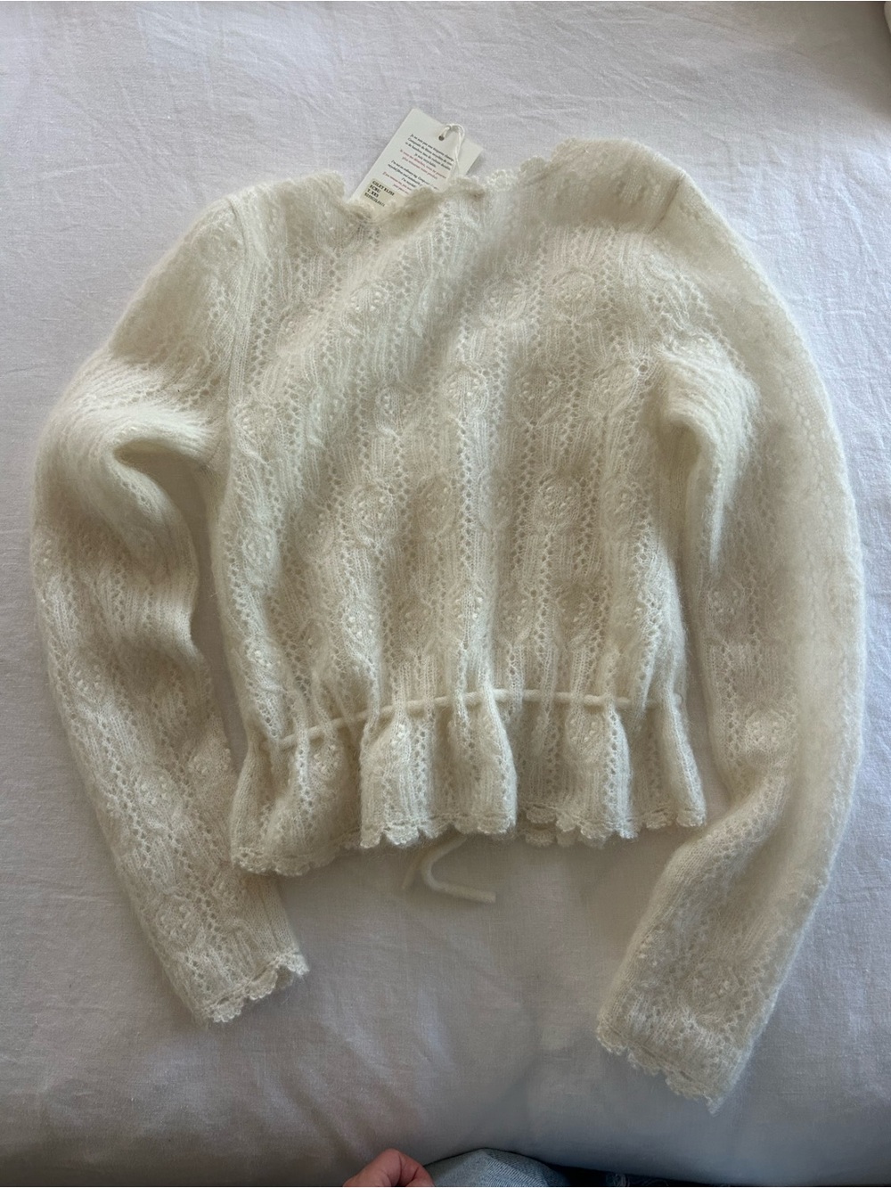 ** New with Tags - Sezane Soft Knit Ivory Cardigan Sweater with Tie Waist - Picture 2 of 4